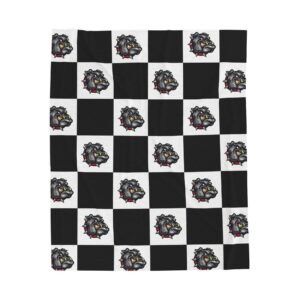 Bulldogs Checkered Black White Soft Plush Throw Blanket