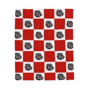 Bulldogs Checkered Red White Soft Plush Throw Blanket