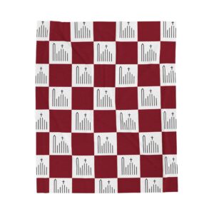St Irenaeus Catholic Church Cypress Checkered Maroon White Soft Plush Throw Blanket