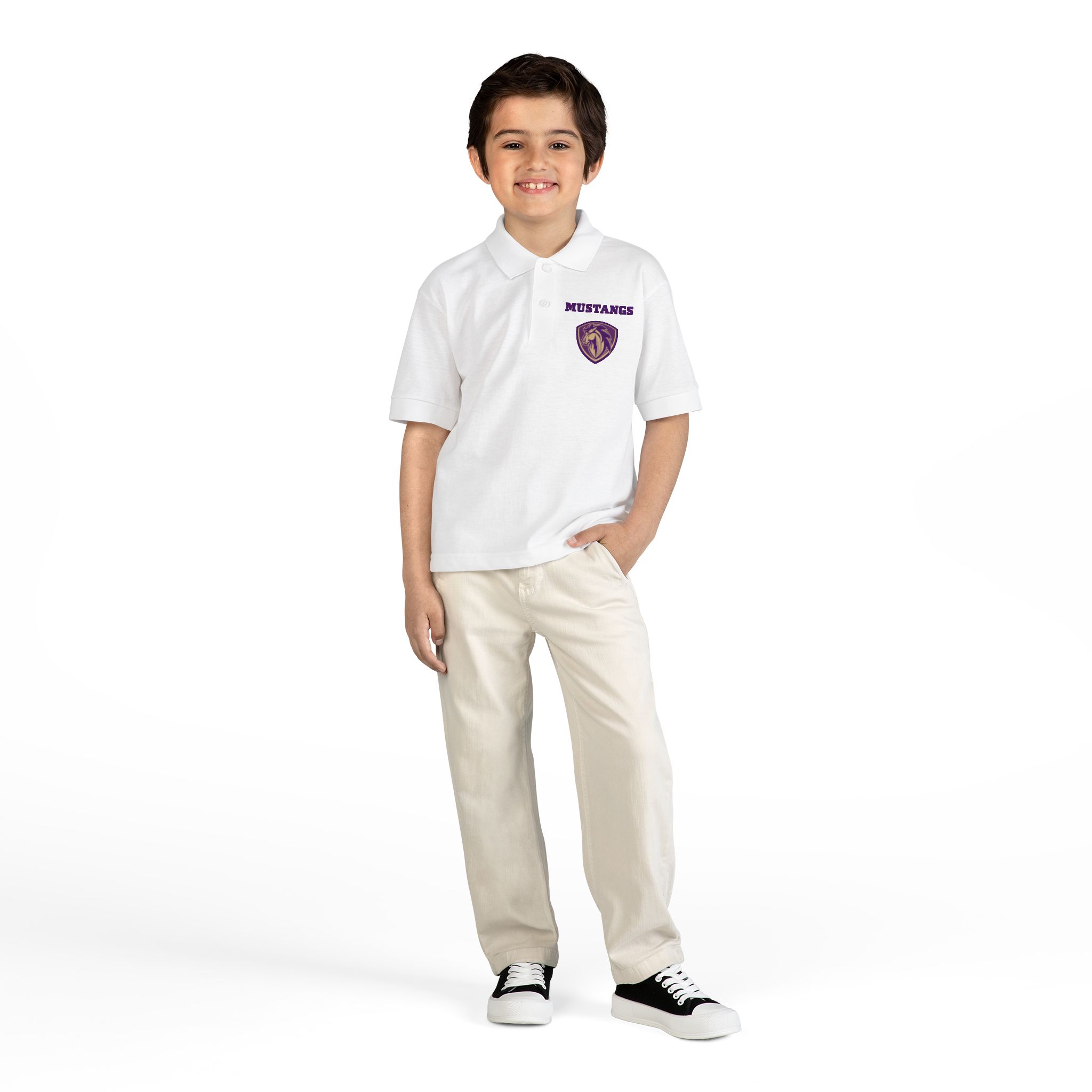 Mustangs MOCKUP DryBlend® Youth Jersey Polo - Image 4