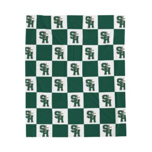 Hedwig School Monogram Checkered Plush Soft Blanket