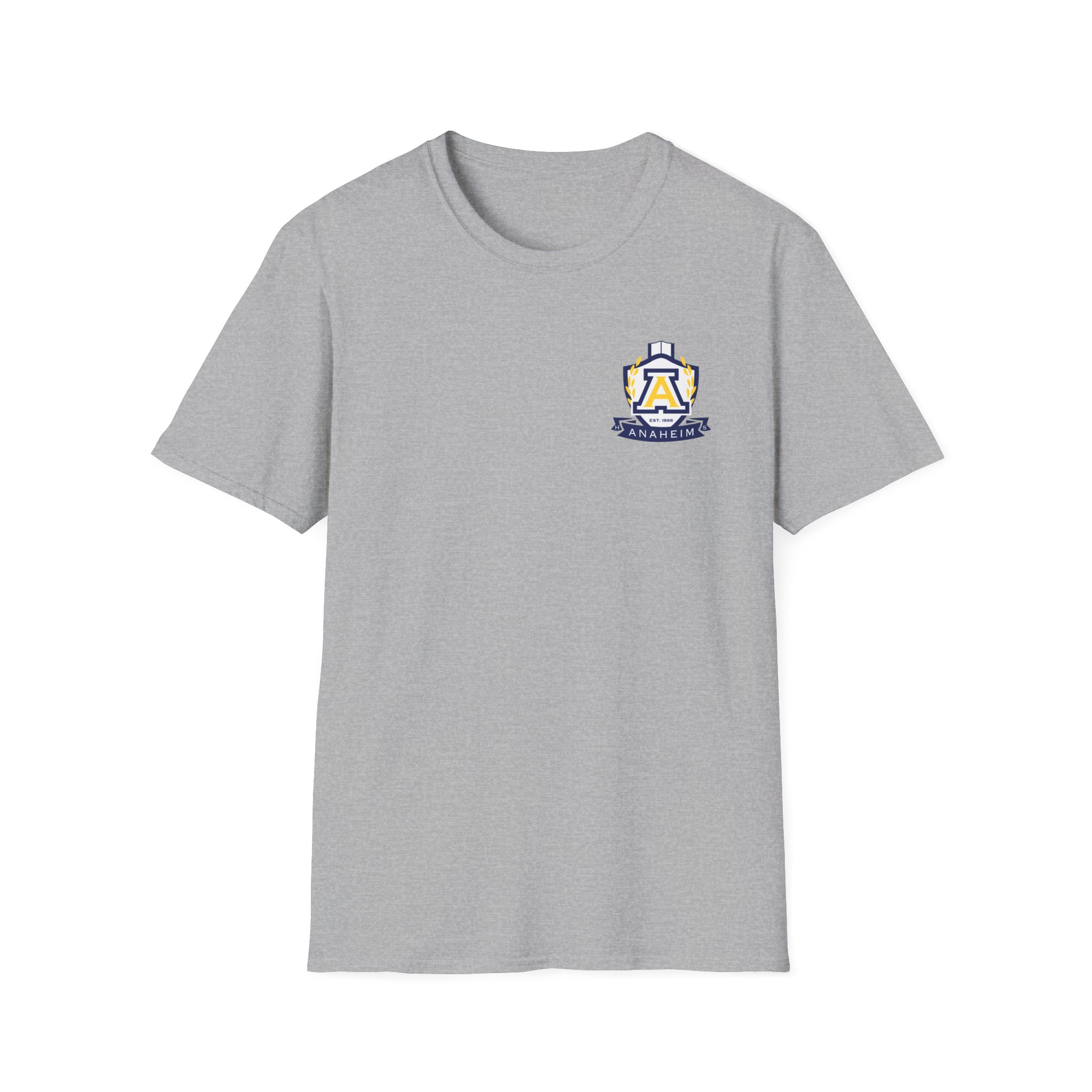Anaheim High - Seal-Crest Logo Whos Got it Better Than Us? Nobody! Gildan Unisex Softstyle Front & Back T-Shirt - Image 12