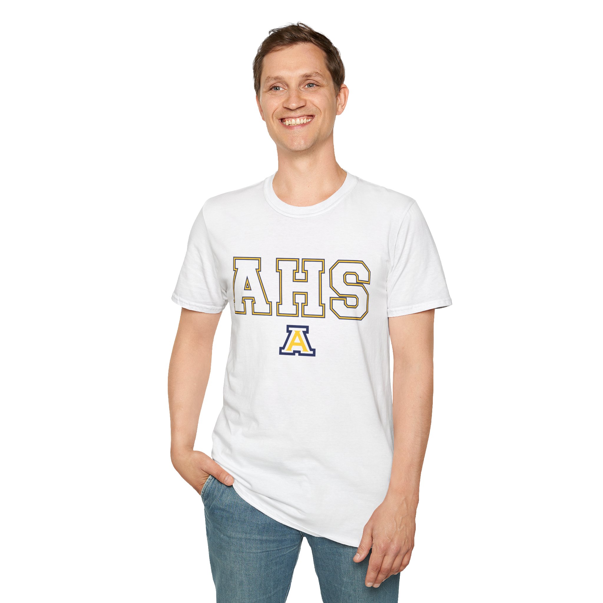 Anaheim High - AHS Outline Gildan Unisex Softstyle T-Shirt - Image 8