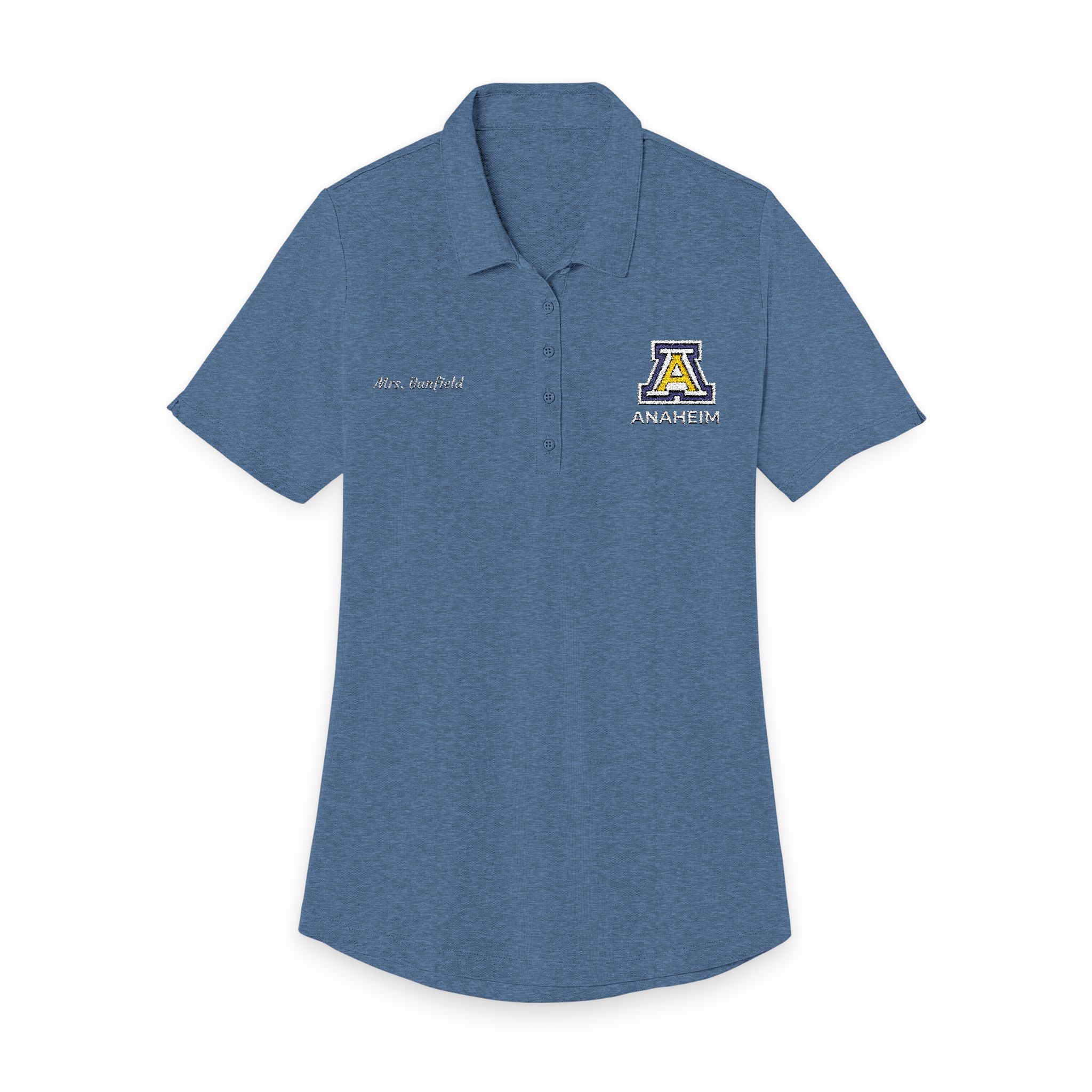 Anaheim High - Personalized Name on Right Chest Women's Fine Pique Blend Polo Shirt (Embroidery ) - Image 6