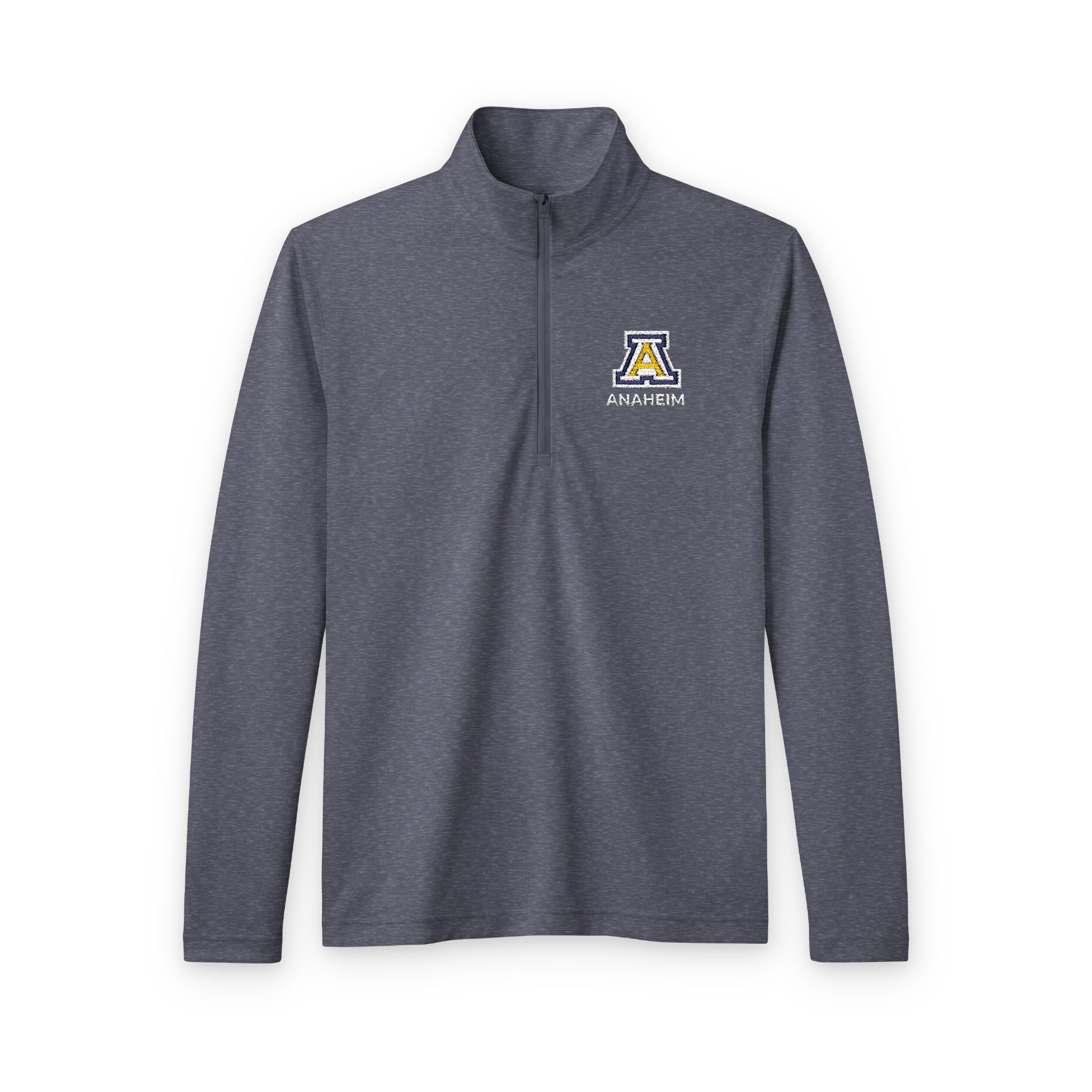 Anaheim High - Block A 1Line Logo Men's PosiCharge® Tri-Blend Wicking Quarter-Zip Pullover (Embroidery) - Image 4