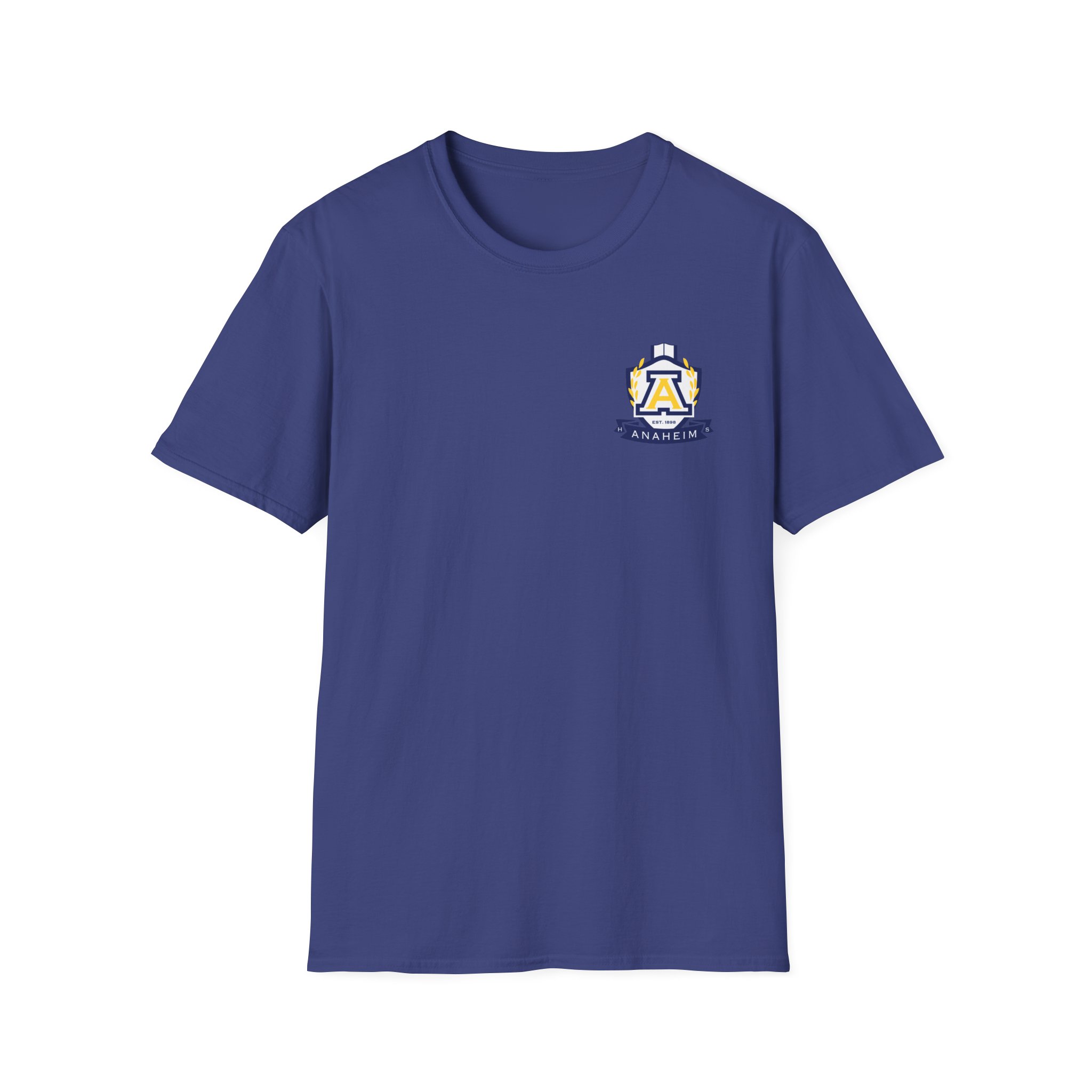 Anaheim High - Seal-Crest Logo Whos Got it Better Than Us? Nobody! Gildan Unisex Softstyle Front & Back T-Shirt - Image 16