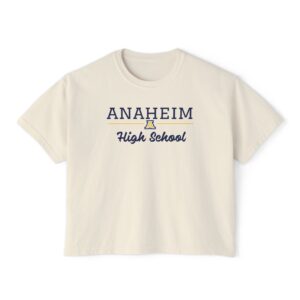 Anaheim High - High School Cursive with Logo Women's Boxy Tee
