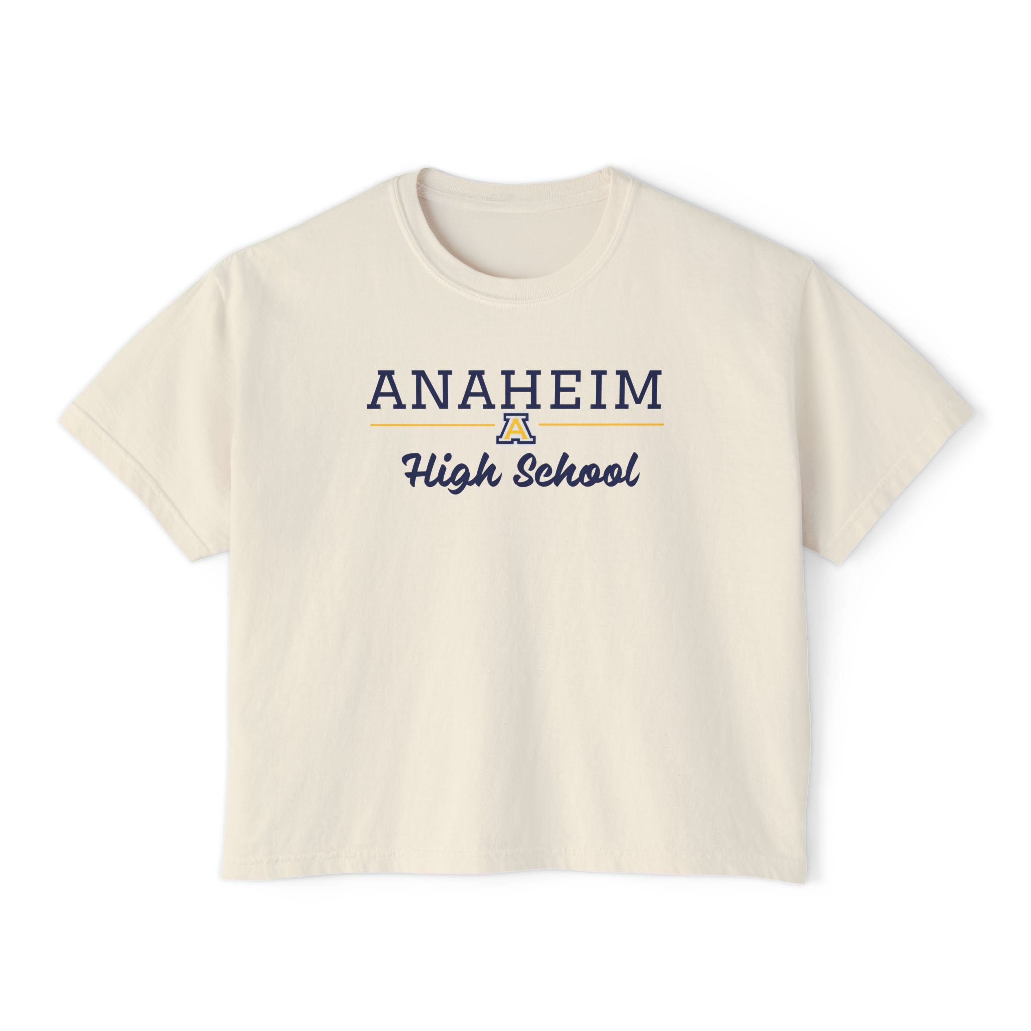 Anaheim High - High School Cursive with Logo Women's Boxy Tee