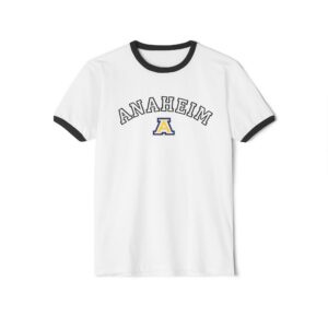 Anaheim High - Outline Name with Logo Unisex Cotton Ringer T-Shirt