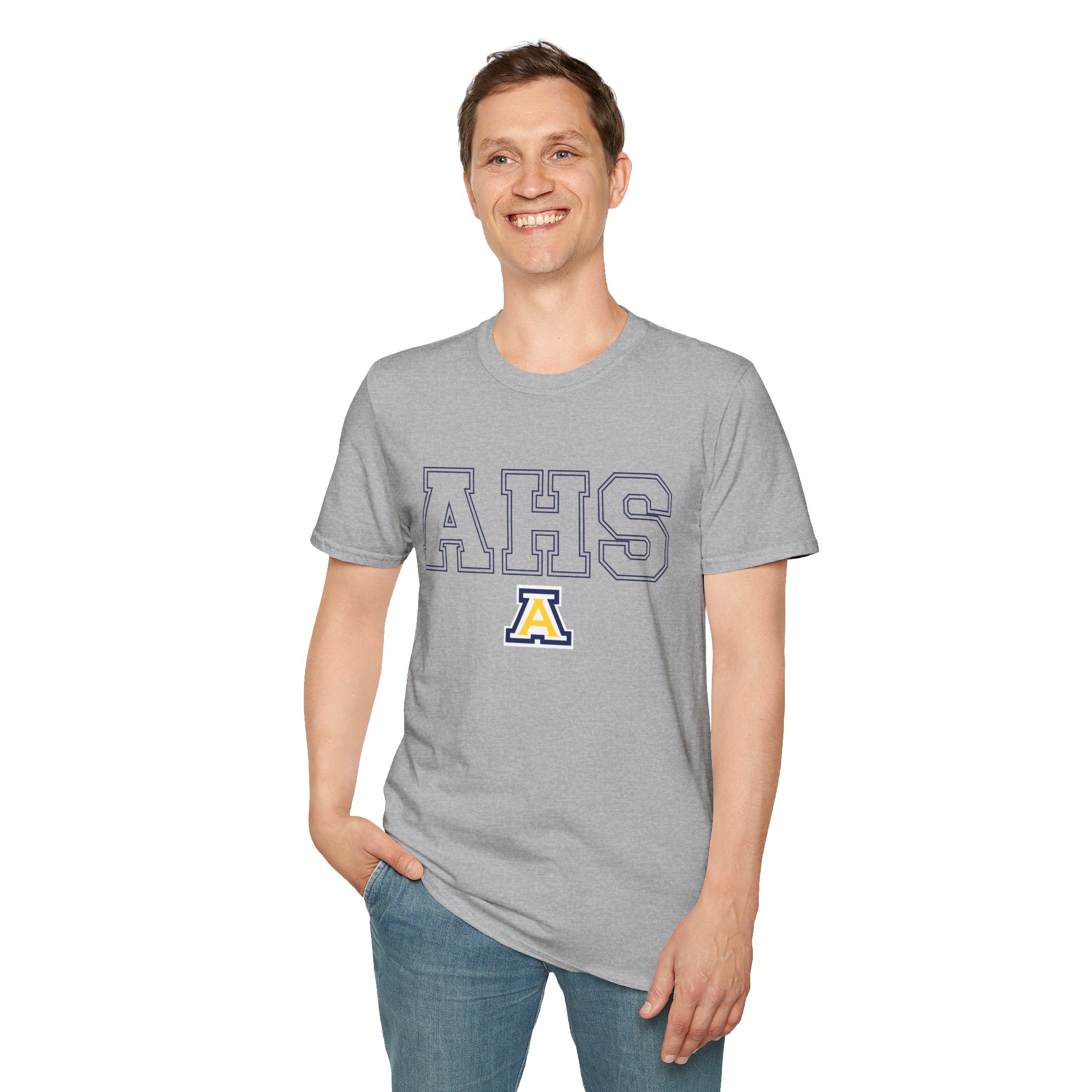 Anaheim High - AHS Outline Gildan Unisex Softstyle T-Shirt - Image 11