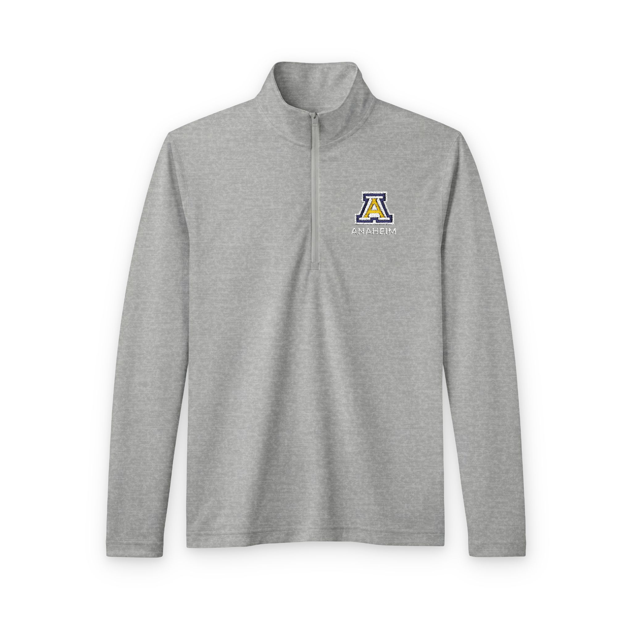Anaheim High - Block A 1Line Logo Men's PosiCharge® Tri-Blend Wicking Quarter-Zip Pullover (Embroidery) - Image 2