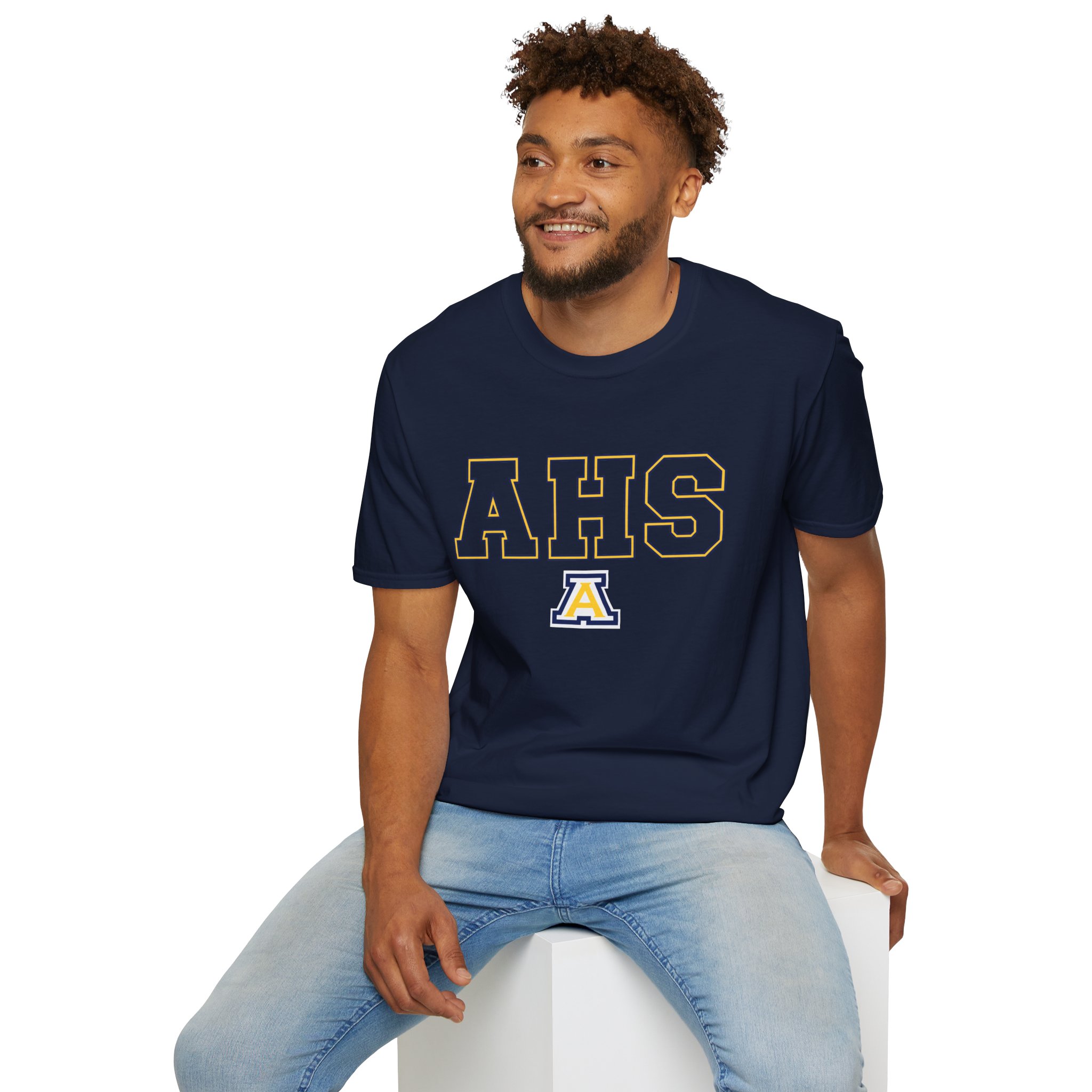 Anaheim High - AHS Outline Gildan Unisex Softstyle T-Shirt - Image 3
