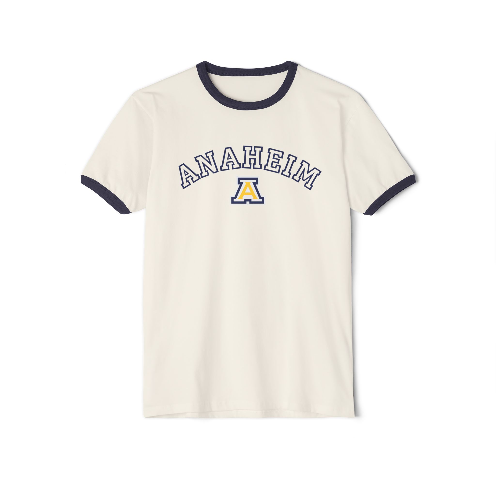 Anaheim High - Outline Name with Logo Unisex Cotton Ringer T-Shirt - Image 6