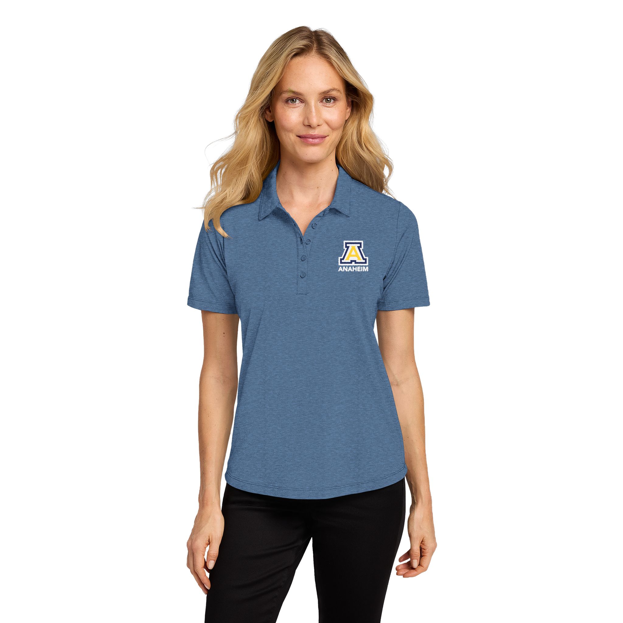 Anaheim High - Block A Logo 1Line Anaheim Women's Fine Pique Blend Polo Shirt (DTF) - Image 2