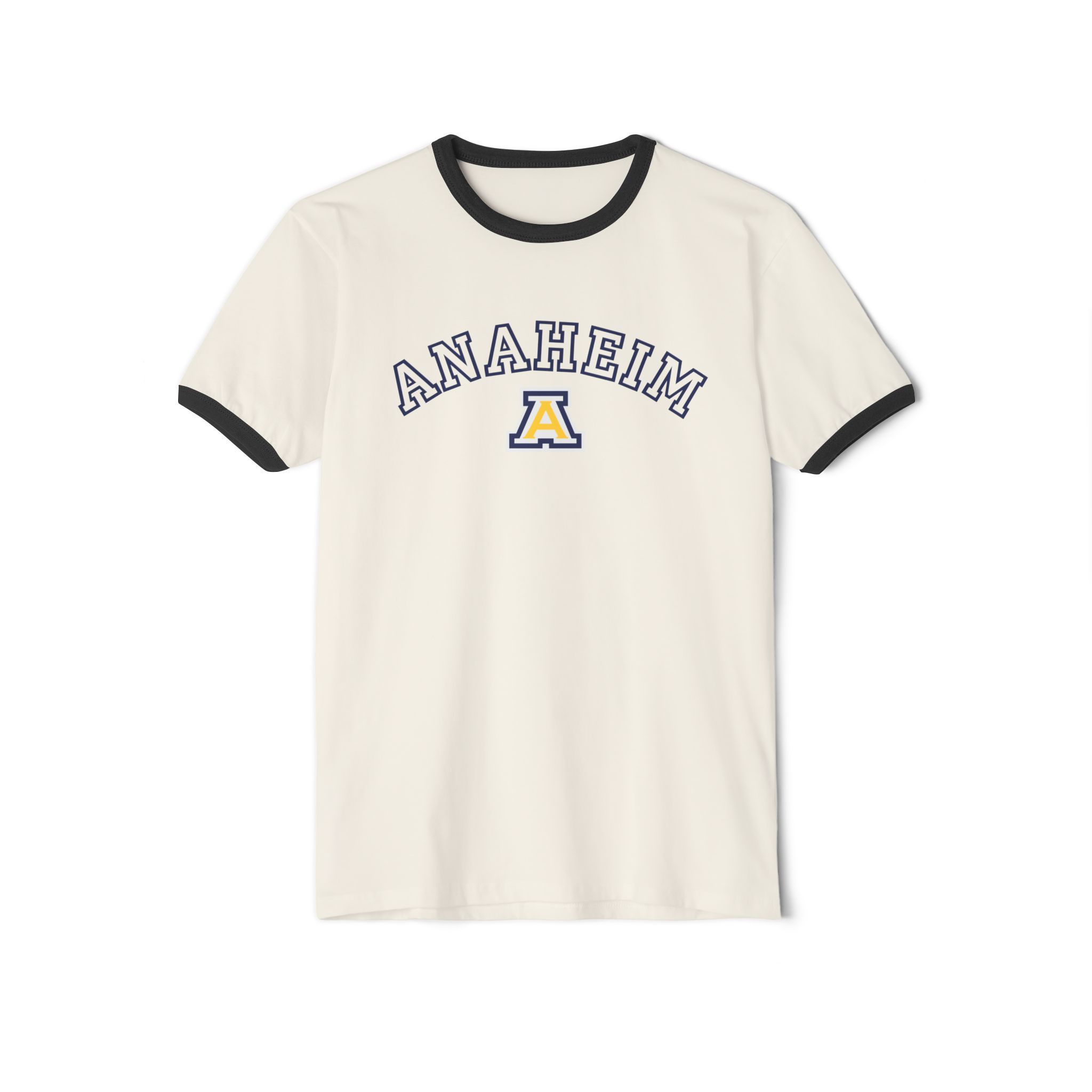 Anaheim High - Outline Name with Logo Unisex Cotton Ringer T-Shirt - Image 9