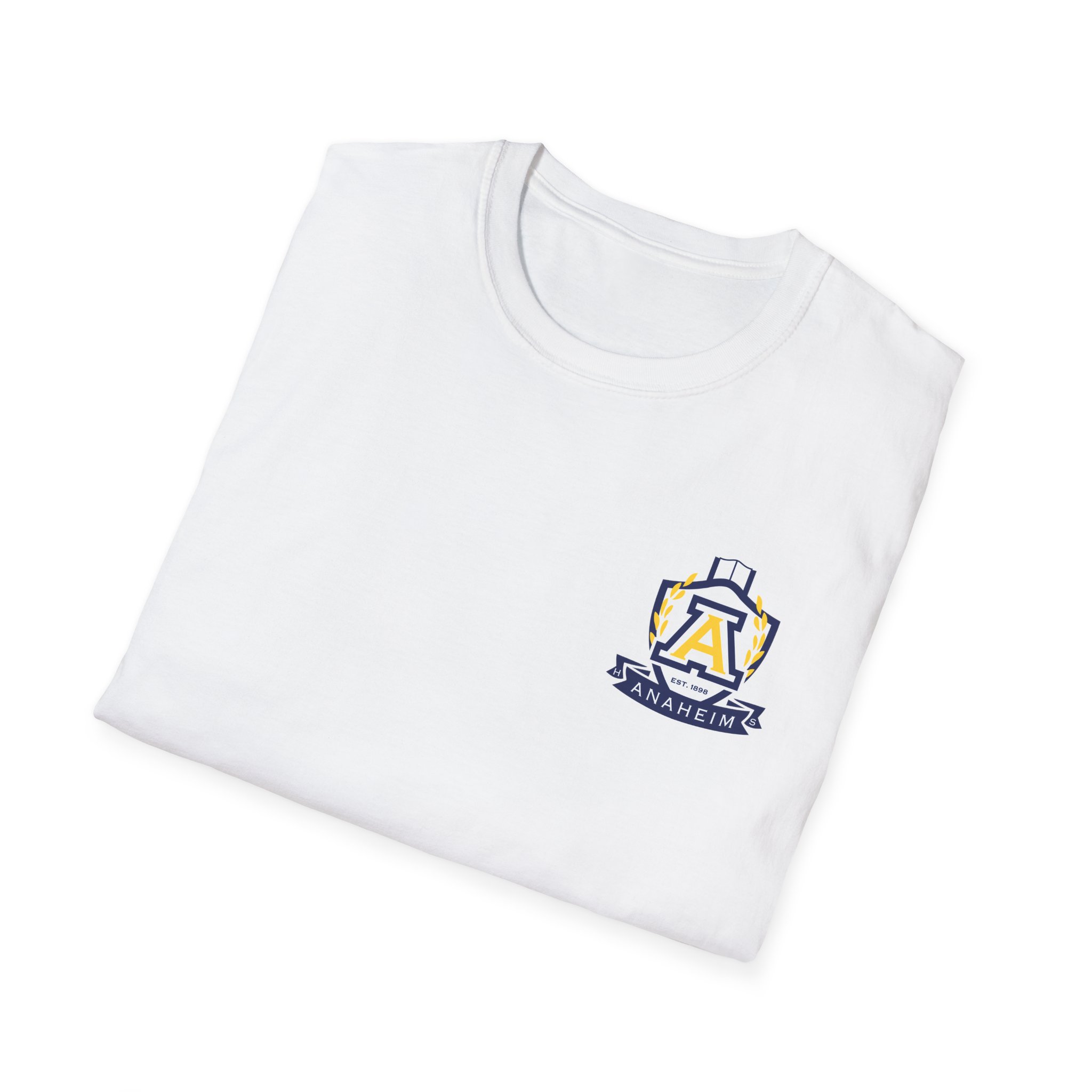 Anaheim High - Seal-Crest Logo Whos Got it Better Than Us? Nobody! Gildan Unisex Softstyle Front & Back T-Shirt - Image 9