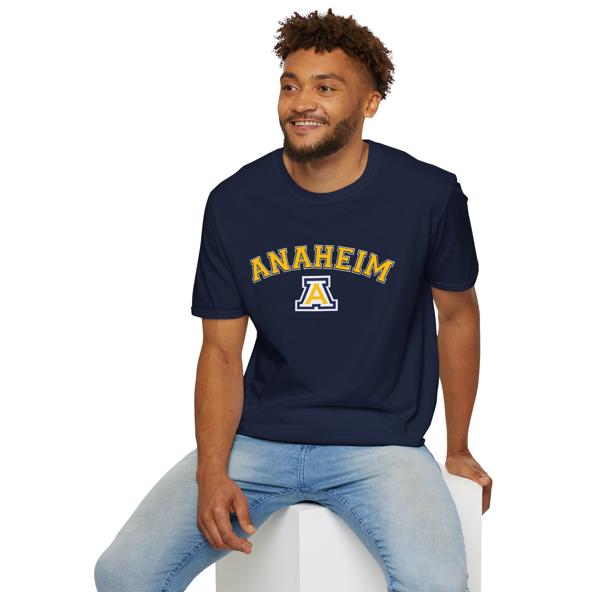 Anaheim High - Arched Gildan Unisex Softstyle T-Shirt - Image 7