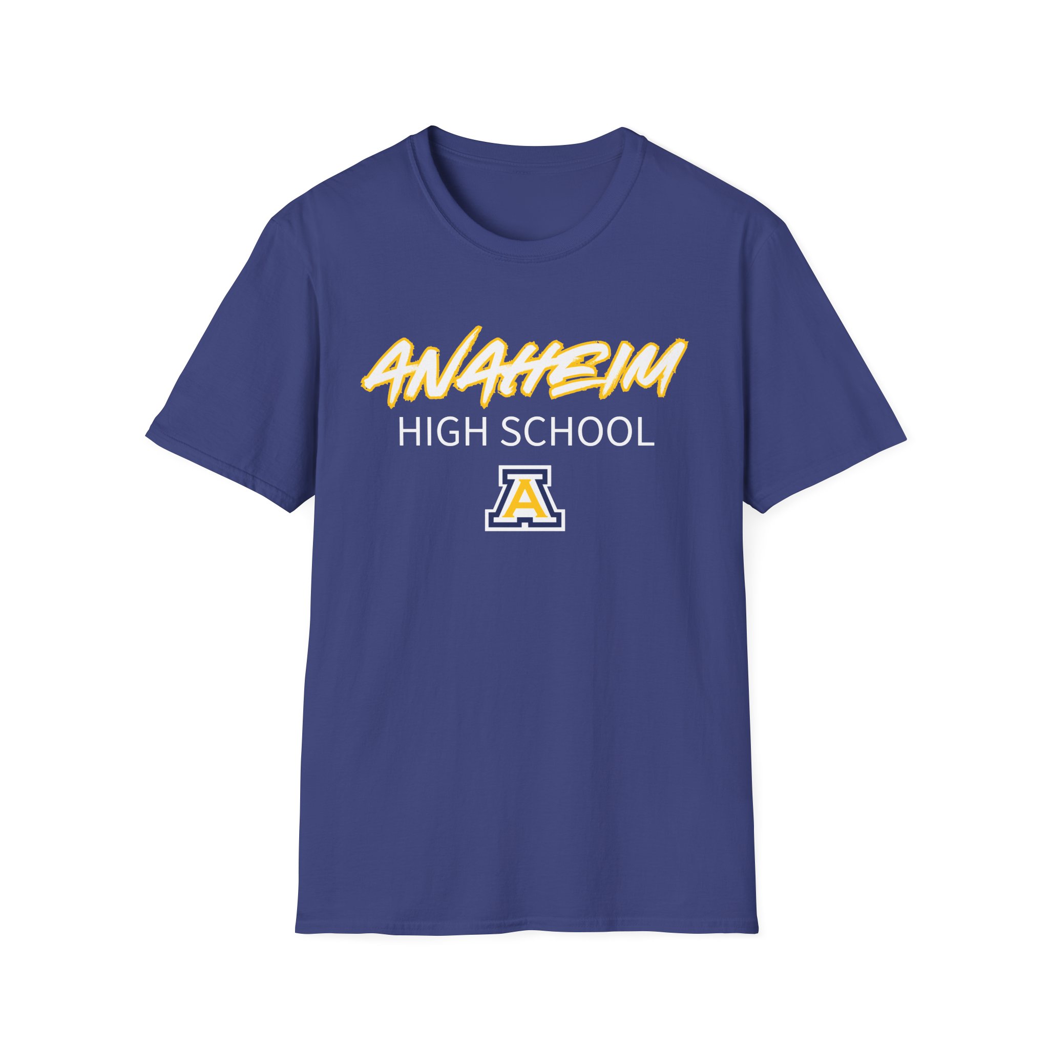 Anaheim High - Sporty Name with Logo Gildan Unisex Softstyle T-Shirt - Image 11