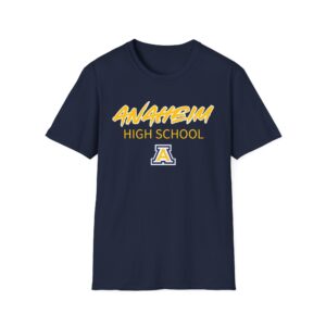 Anaheim High - Sporty Name with Logo Gildan Unisex Softstyle T-Shirt