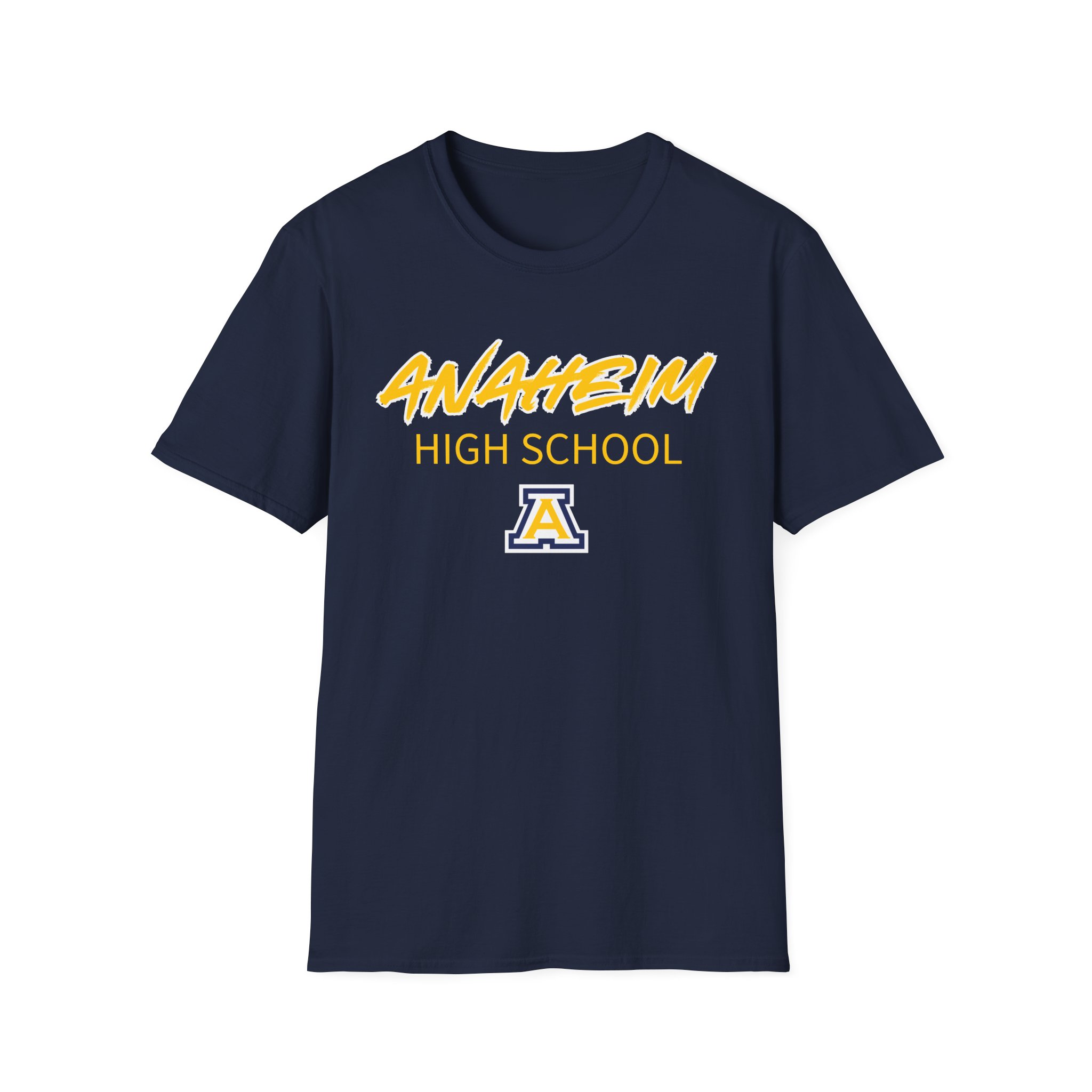 Anaheim High - Sporty Name with Logo Gildan Unisex Softstyle T-Shirt