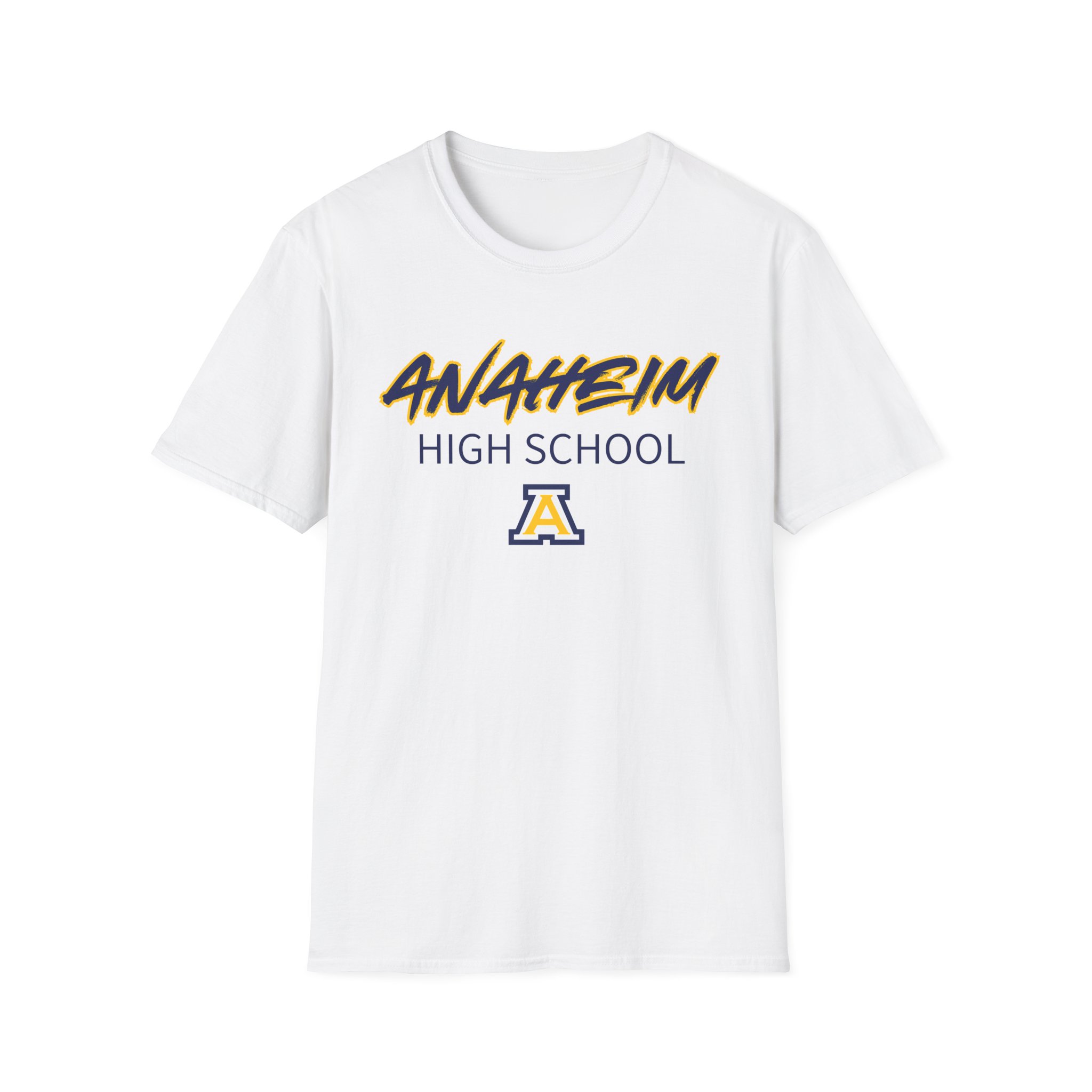 Anaheim High - Sporty Name with Logo Gildan Unisex Softstyle T-Shirt - Image 8