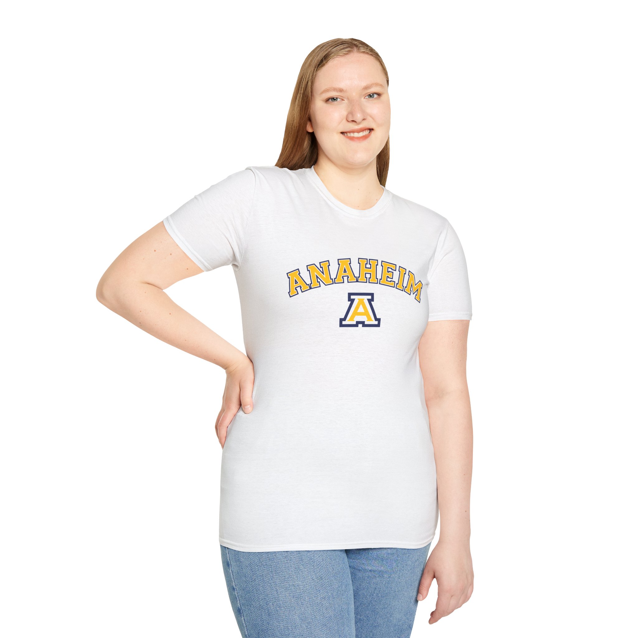 Anaheim High - Arched Gildan Unisex Softstyle T-Shirt - Image 3